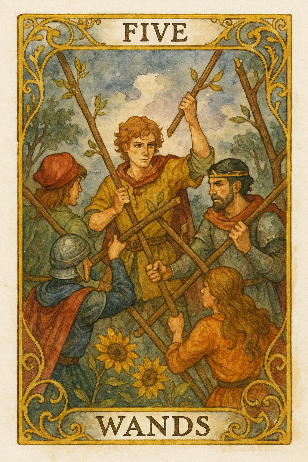 Five of Wands Tarot Card